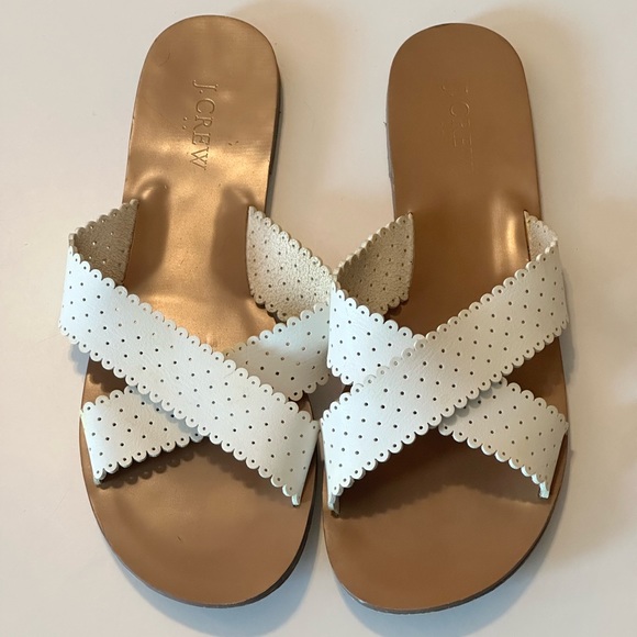 J. Crew White Leather Cross Strap Slide Sandals - Picture 3 of 8